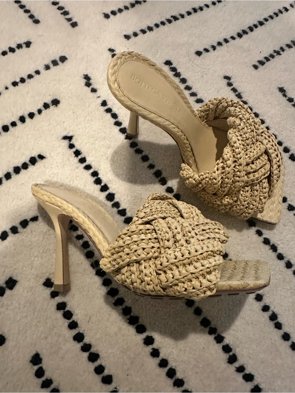Bottega Veneta Woven Raffia Slide Heel - Beige Women’s Sandal